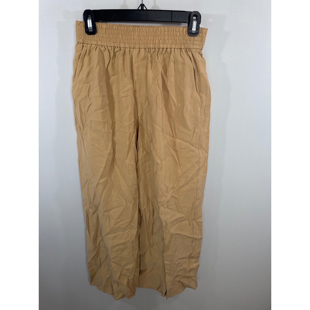 Madewell Carley Flat Front Pant Tan Wide Leg Elastic Waist Women's XSP NEW